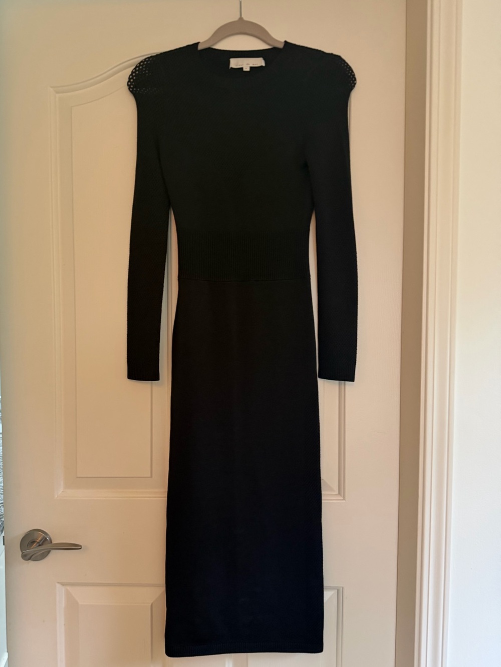 FLEUR du mal body con dress with mesh  Black Long Sleeve Knit Midi Dress